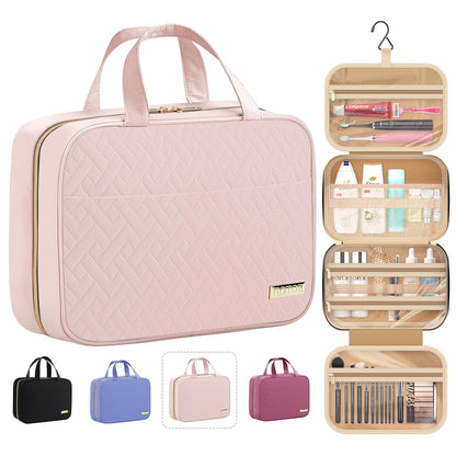 Travel Toiletry Bag - Hanging Toiletry Bag for Women & Men, Makeup Bag/Big Comparment, Waterproof for Travel Accessories, Travel Essentials, Medium, Black