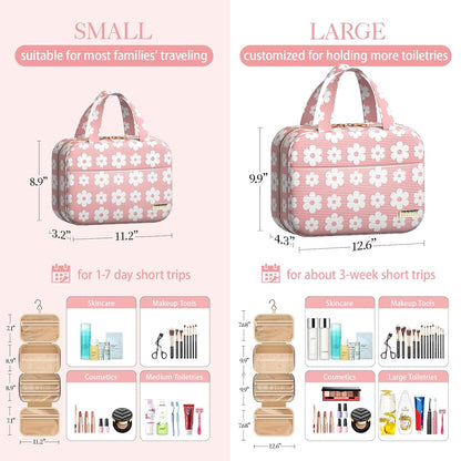 Travel Toiletry Bag - Hanging Toiletry Bag for Women & Men, Makeup Bag/Big Comparment, Waterproof for Travel Accessories, Travel Essentials, Medium, Black
