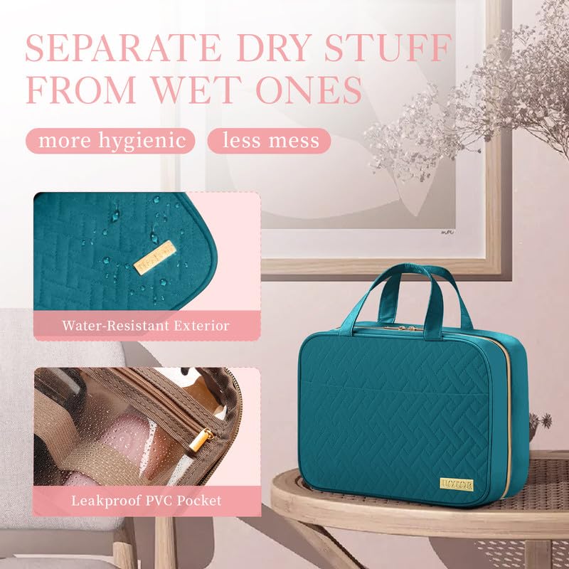 Travel Toiletry Bag - Hanging Toiletry Bag for Women & Men, Makeup Bag/Big Comparment, Waterproof for Travel Accessories, Travel Essentials, Medium, Black