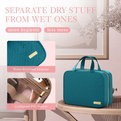 Travel Toiletry Bag - Hanging Toiletry Bag for Women & Men, Makeup Bag/Big Comparment, Waterproof for Travel Accessories, Travel Essentials, Medium, Black
