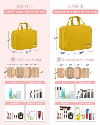 Travel Toiletry Bag - Hanging Toiletry Bag for Women & Men, Makeup Bag/Big Comparment, Waterproof for Travel Accessories, Travel Essentials, Medium, Black