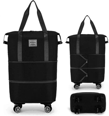 Rolling Duffel Bag with Wheels, Expandable Large Travel Luggage Lightweight & Durable Foldable Carry-On Bag with Removable Wheels for Shopping, Gym, Camping and Trave (Purple)