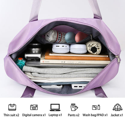 Rolling Duffel Bag with Wheels, Expandable Large Travel Luggage Lightweight & Durable Foldable Carry-On Bag with Removable Wheels for Shopping, Gym, Camping and Trave (Purple)