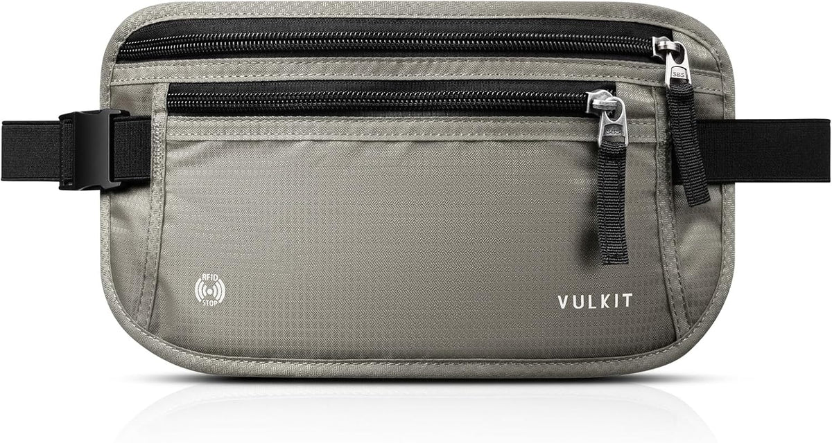 Money Belt for Travel, Hidden Passport Holder, Anti-Theft Travel Wallet Under Clothes, RFID Blocking Waist Pouch, Undercover Fanny Pack, Carbon Black