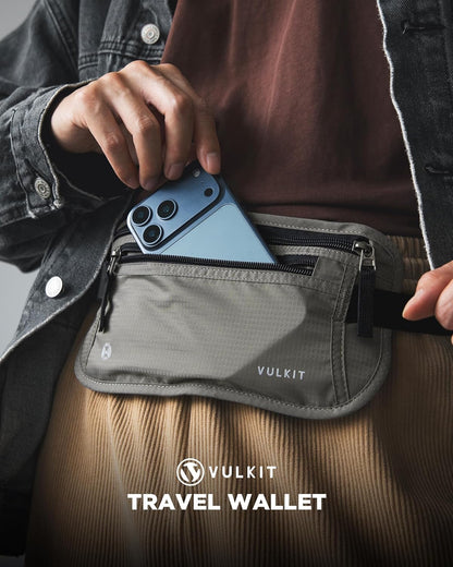 Money Belt for Travel, Hidden Passport Holder, Anti-Theft Travel Wallet Under Clothes, RFID Blocking Waist Pouch, Undercover Fanny Pack, Carbon Black