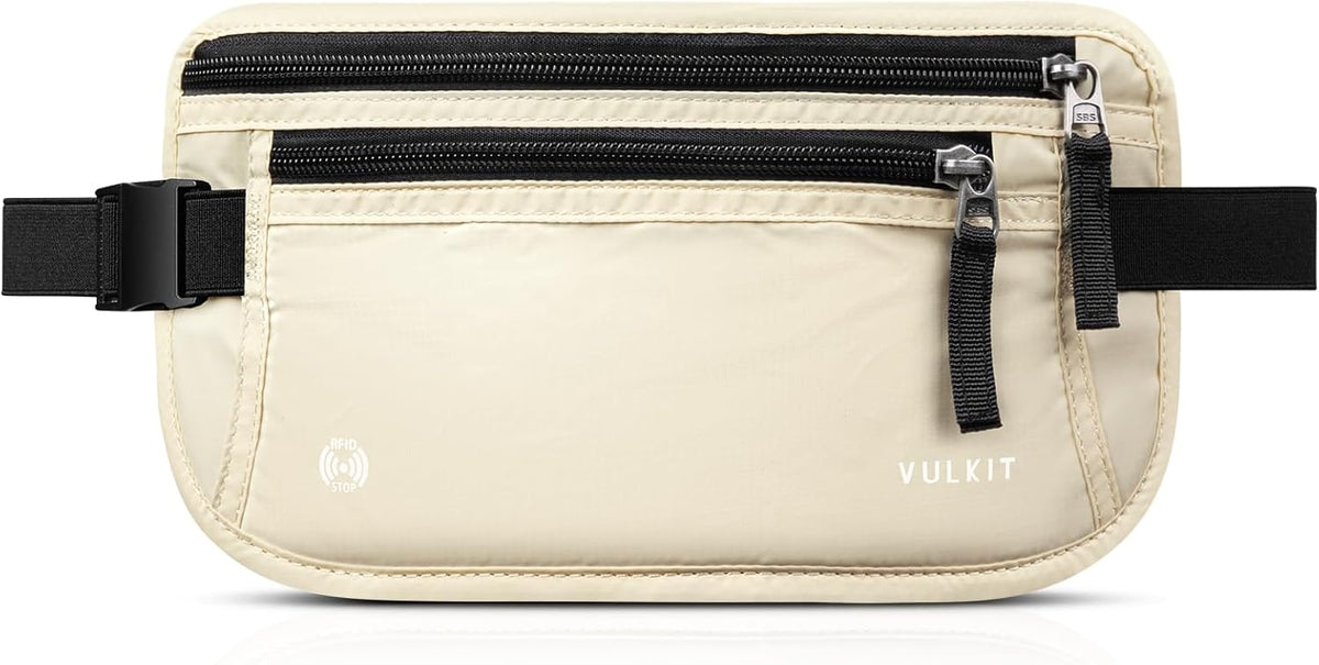 Money Belt for Travel, Hidden Passport Holder, Anti-Theft Travel Wallet Under Clothes, RFID Blocking Waist Pouch, Undercover Fanny Pack, Carbon Black