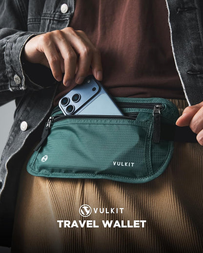 Money Belt for Travel, Hidden Passport Holder, Anti-Theft Travel Wallet Under Clothes, RFID Blocking Waist Pouch, Undercover Fanny Pack, Carbon Black