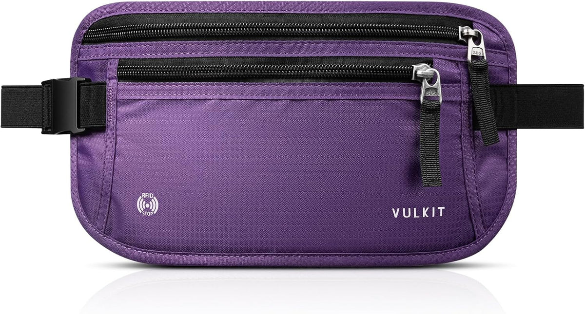 Money Belt for Travel, Hidden Passport Holder, Anti-Theft Travel Wallet Under Clothes, RFID Blocking Waist Pouch, Undercover Fanny Pack, Carbon Black