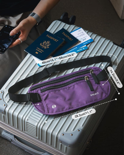 Money Belt for Travel, Hidden Passport Holder, Anti-Theft Travel Wallet Under Clothes, RFID Blocking Waist Pouch, Undercover Fanny Pack, Carbon Black
