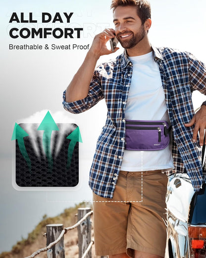 Money Belt for Travel, Hidden Passport Holder, Anti-Theft Travel Wallet Under Clothes, RFID Blocking Waist Pouch, Undercover Fanny Pack, Carbon Black