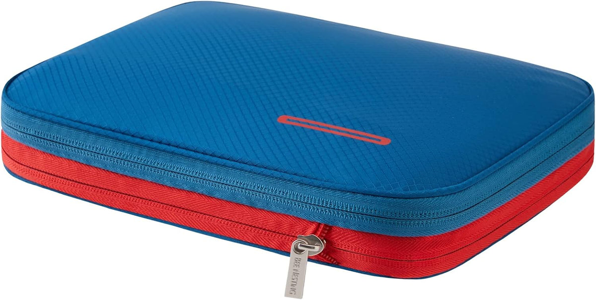 Waterproof Compression Packing Cubes 5/6/8 sets, Large Travel Packing organizers for Carry on Luggage, 2 Sides Expandable Storage Bags (Blue Red, 9L)
