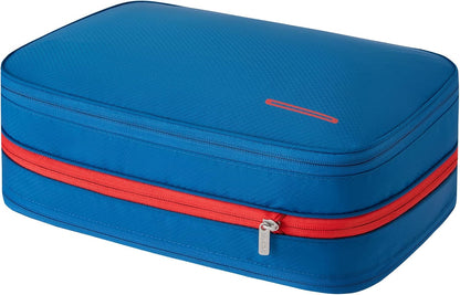 Waterproof Compression Packing Cubes 5/6/8 sets, Large Travel Packing organizers for Carry on Luggage, 2 Sides Expandable Storage Bags (Blue Red, 9L)