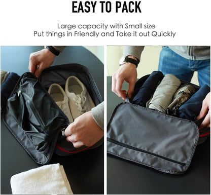 Waterproof Compression Packing Cubes 5/6/8 sets, Large Travel Packing organizers for Carry on Luggage, 2 Sides Expandable Storage Bags (Blue Red, 9L)