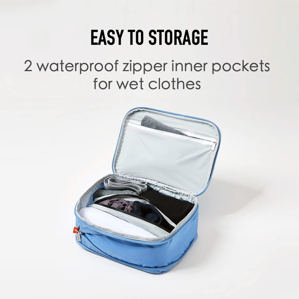 Waterproof Compression Packing Cubes 5/6/8 sets, Large Travel Packing organizers for Carry on Luggage, 2 Sides Expandable Storage Bags (Blue Red, 9L)