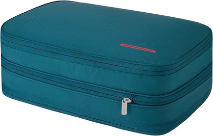 Waterproof Compression Packing Cubes 5/6/8 sets, Large Travel Packing organizers for Carry on Luggage, 2 Sides Expandable Storage Bags (Blue Red, 9L)