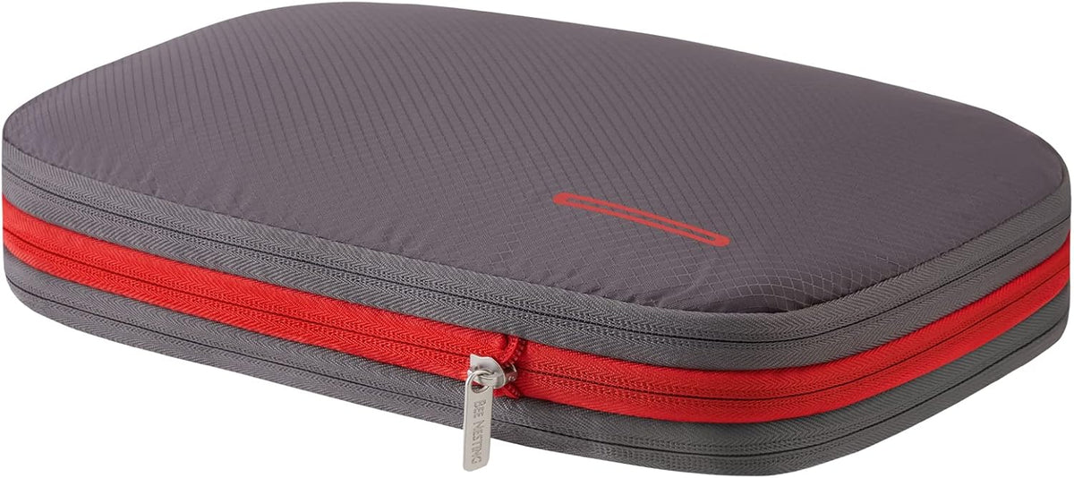 Waterproof Compression Packing Cubes 5/6/8 sets, Large Travel Packing organizers for Carry on Luggage, 2 Sides Expandable Storage Bags (Blue Red, 9L)