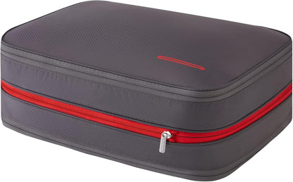 Waterproof Compression Packing Cubes 5/6/8 sets, Large Travel Packing organizers for Carry on Luggage, 2 Sides Expandable Storage Bags (Blue Red, 9L)