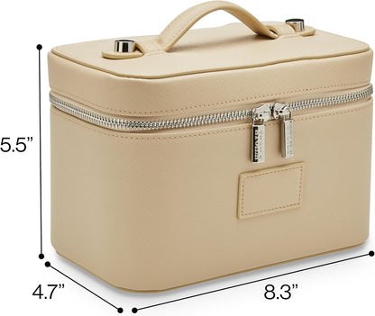 Mini Vanity Case Lavender Pink - Stylish Travel Makeup Bag Organizer With Removable Dividers