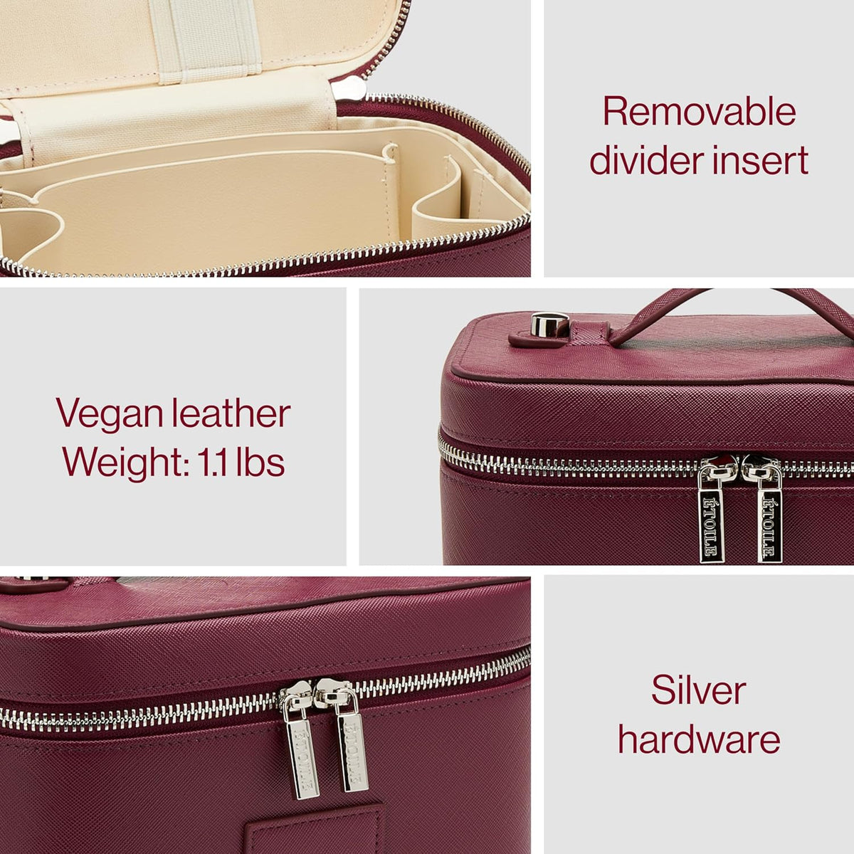 Mini Vanity Case Lavender Pink - Stylish Travel Makeup Bag Organizer With Removable Dividers