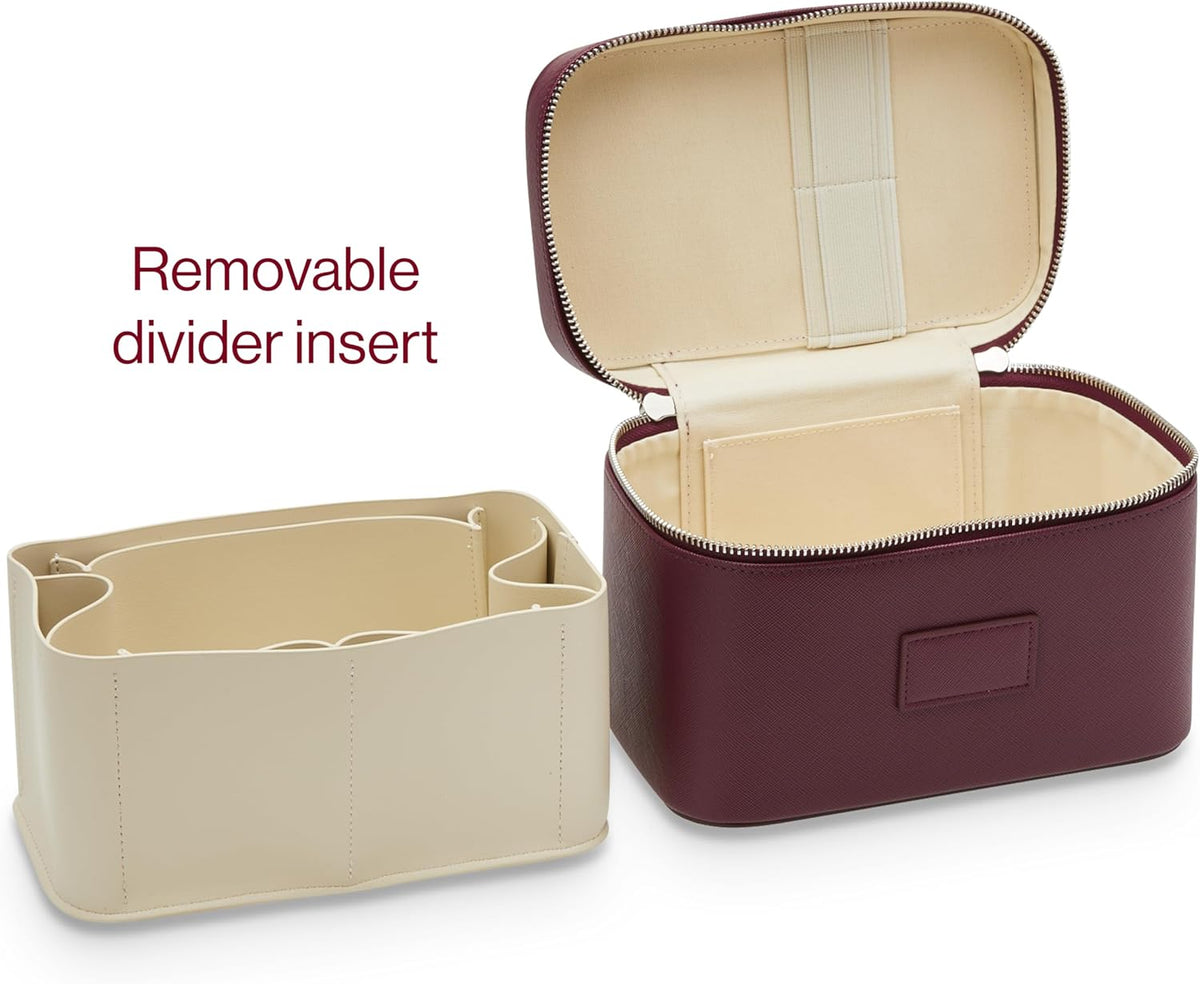 Mini Vanity Case Lavender Pink - Stylish Travel Makeup Bag Organizer With Removable Dividers