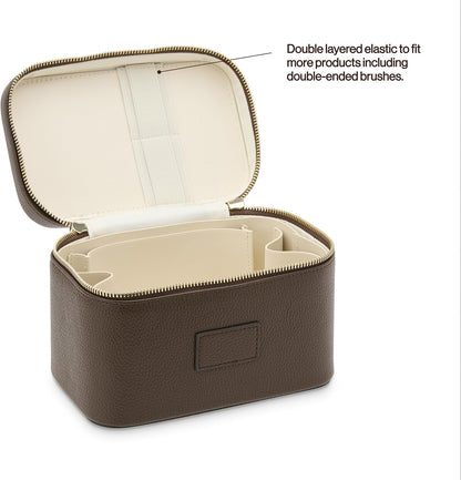Mini Vanity Case Lavender Pink - Stylish Travel Makeup Bag Organizer With Removable Dividers