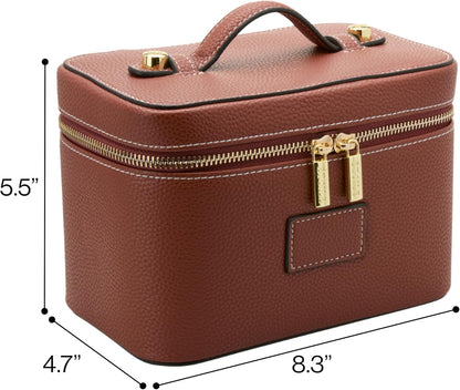 Mini Vanity Case Lavender Pink - Stylish Travel Makeup Bag Organizer With Removable Dividers