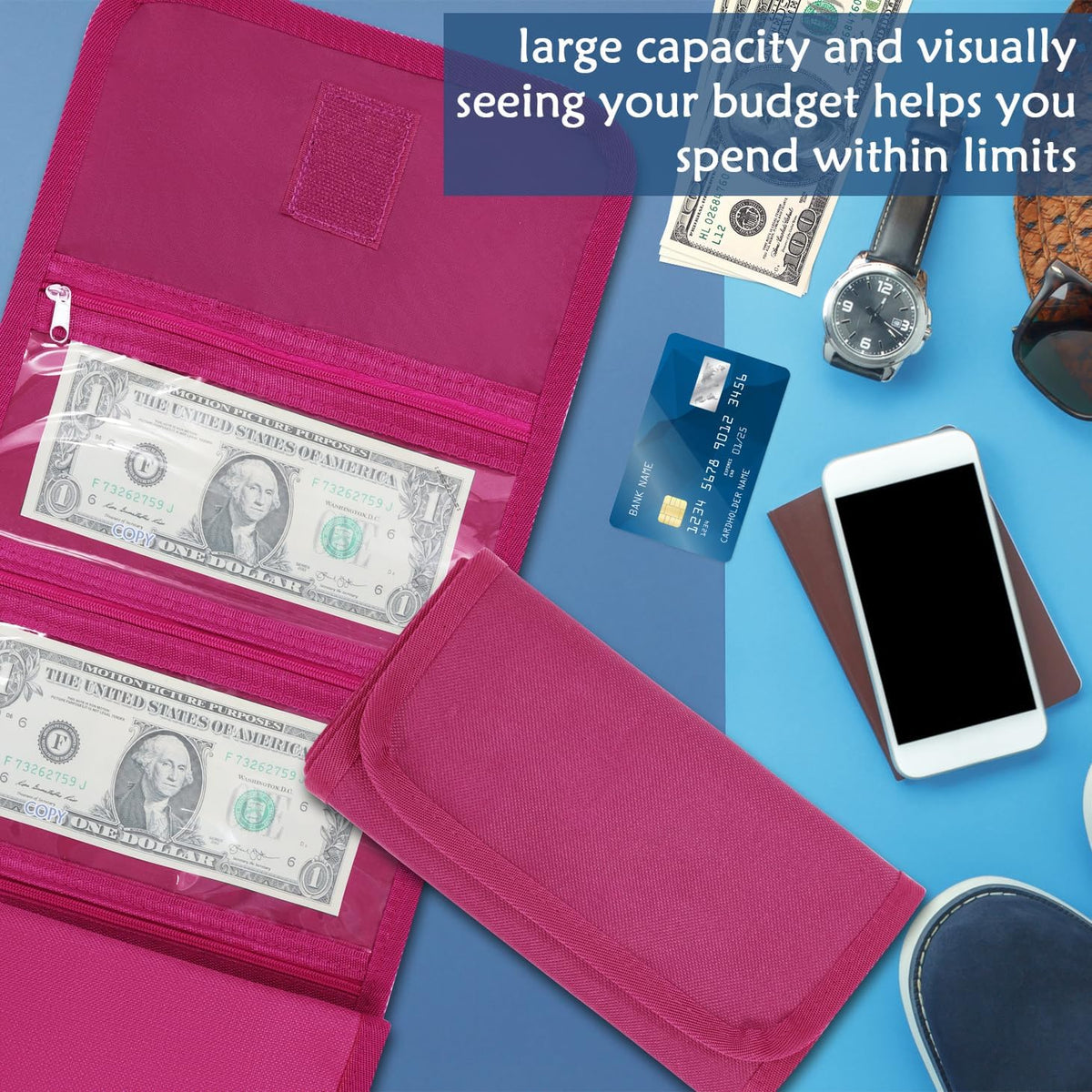 Money Organizer,Money Holder with Zipper Cash Envelopes | Money Bag Cash Organizer Cash Bag Budget Binder Money Saving Binder for Budgeting,Receipt and Tips,Holiday Shopping,Gifts