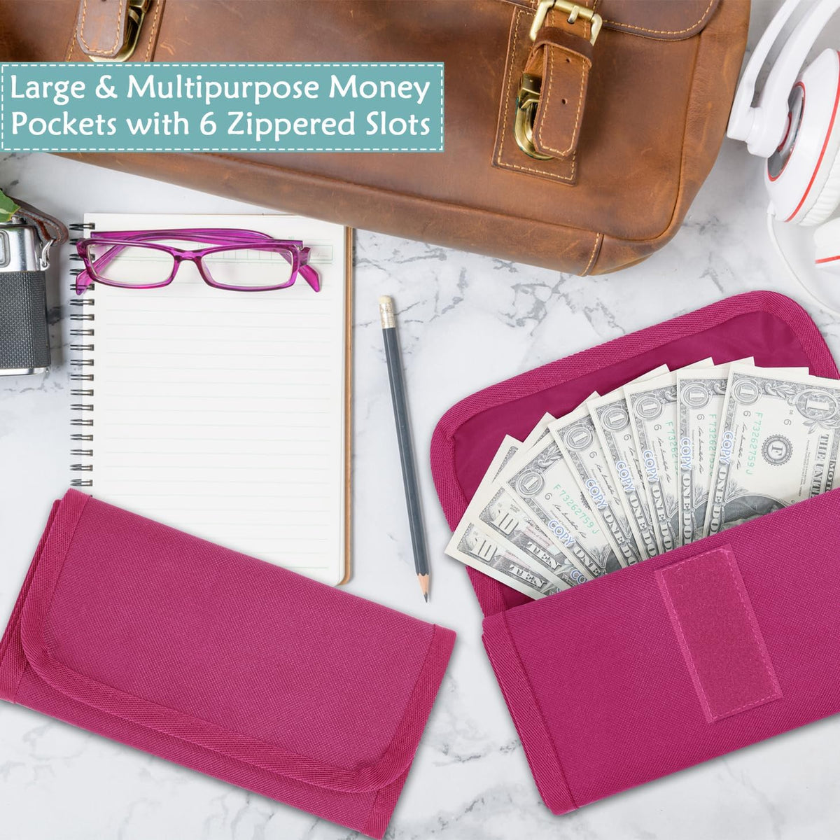 Money Organizer,Money Holder with Zipper Cash Envelopes | Money Bag Cash Organizer Cash Bag Budget Binder Money Saving Binder for Budgeting,Receipt and Tips,Holiday Shopping,Gifts