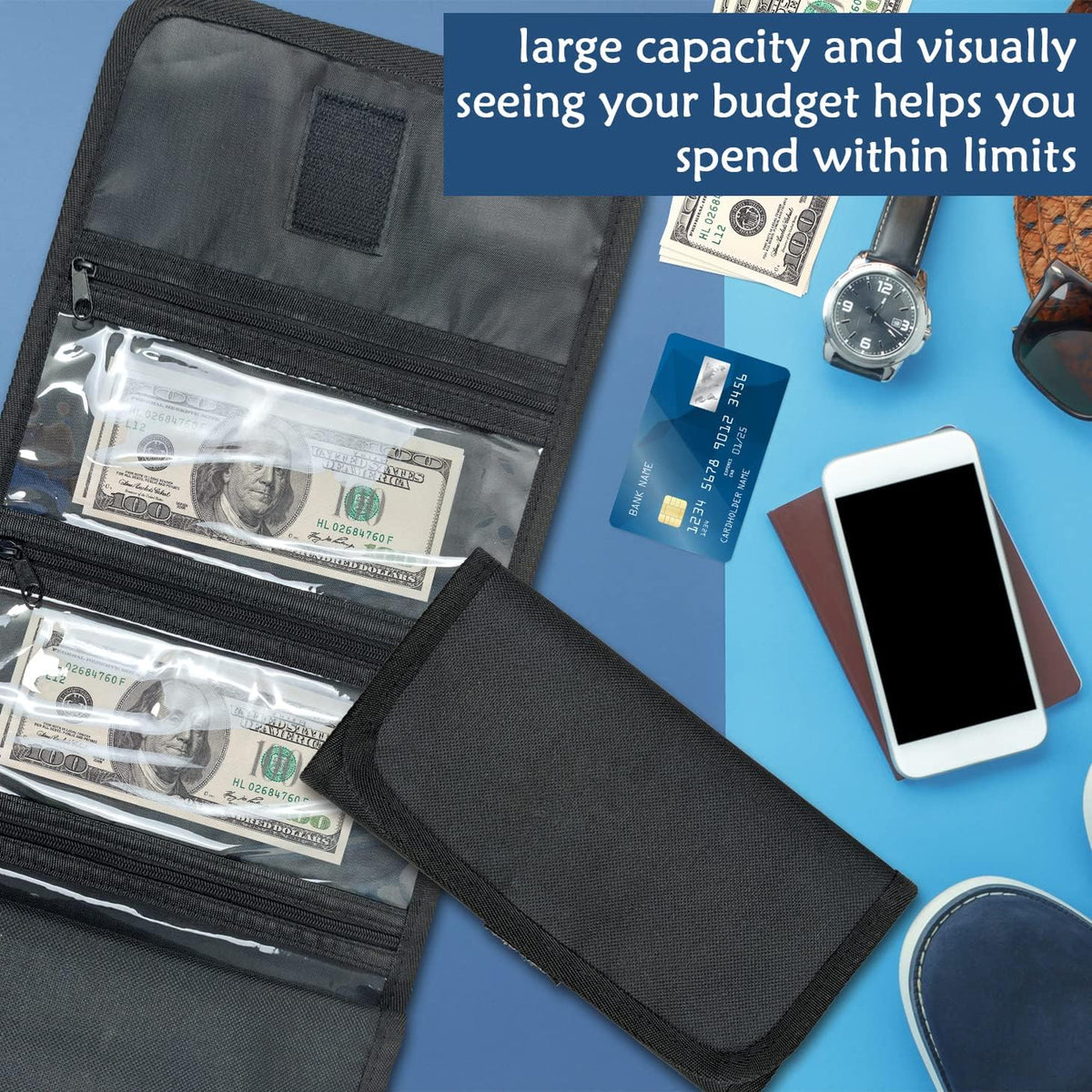 Money Organizer,Money Holder with Zipper Cash Envelopes | Money Bag Cash Organizer Cash Bag Budget Binder Money Saving Binder for Budgeting,Receipt and Tips,Holiday Shopping,Gifts