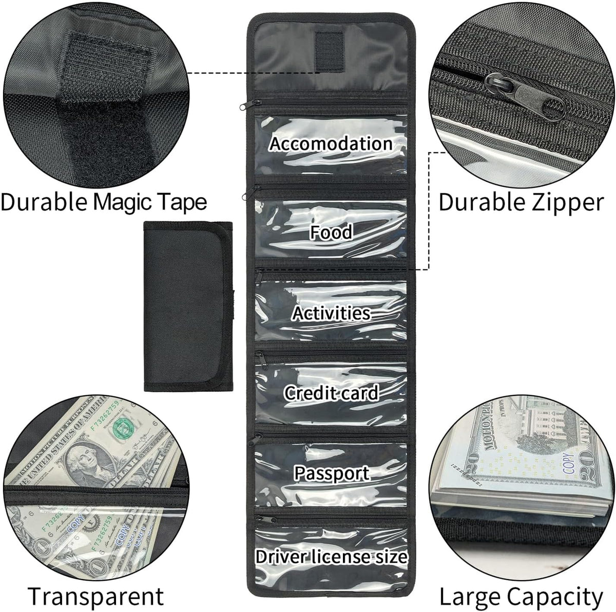 Money Organizer,Money Holder with Zipper Cash Envelopes | Money Bag Cash Organizer Cash Bag Budget Binder Money Saving Binder for Budgeting,Receipt and Tips,Holiday Shopping,Gifts