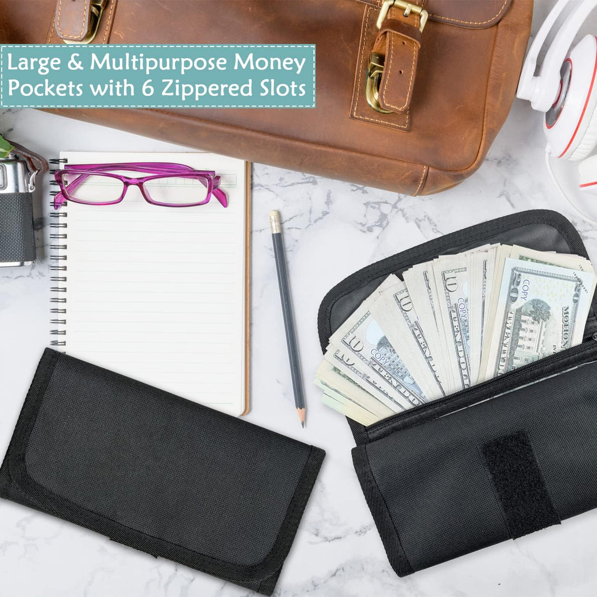 Money Organizer,Money Holder with Zipper Cash Envelopes | Money Bag Cash Organizer Cash Bag Budget Binder Money Saving Binder for Budgeting,Receipt and Tips,Holiday Shopping,Gifts