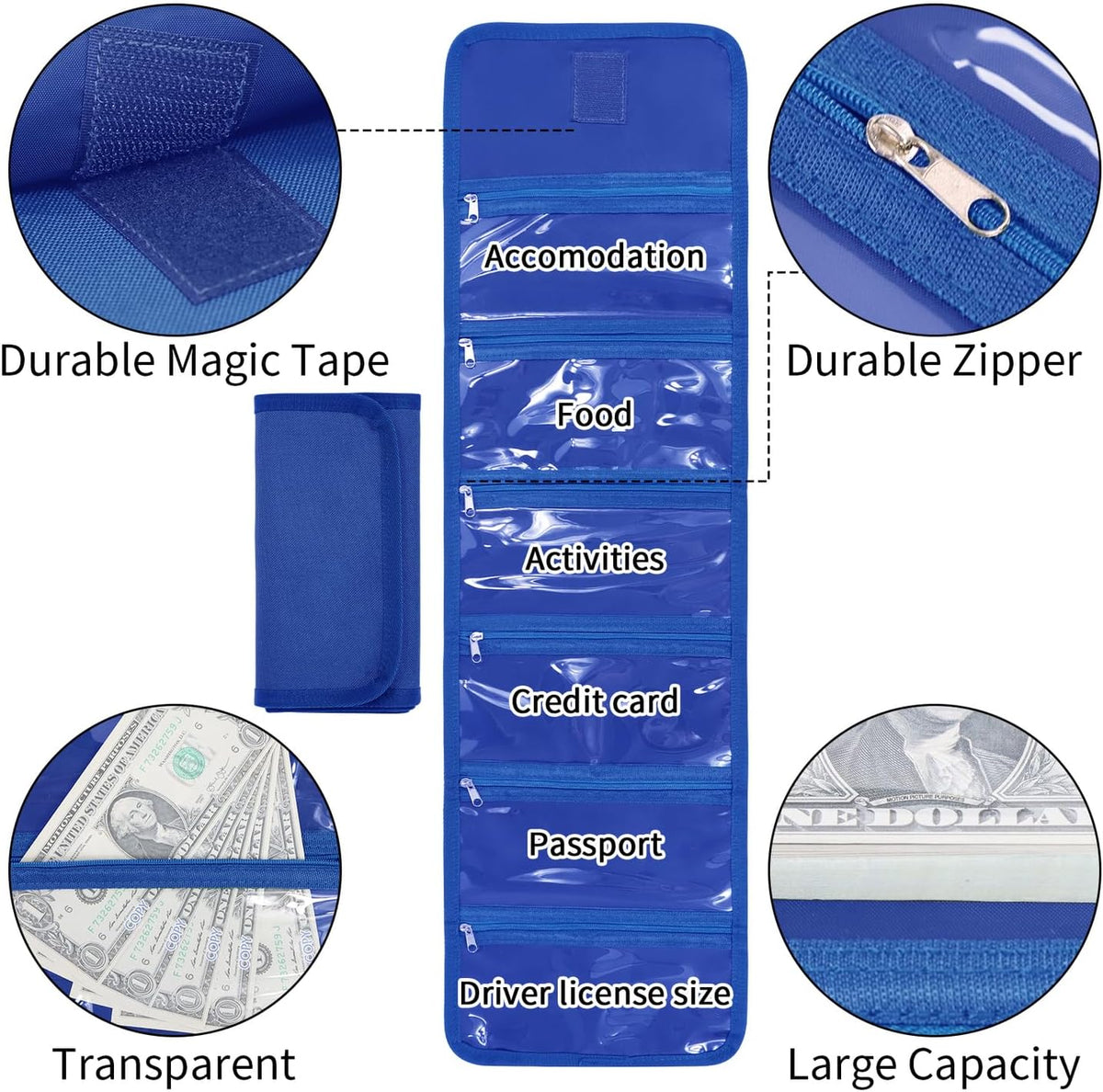 Money Organizer,Money Holder with Zipper Cash Envelopes | Money Bag Cash Organizer Cash Bag Budget Binder Money Saving Binder for Budgeting,Receipt and Tips,Holiday Shopping,Gifts
