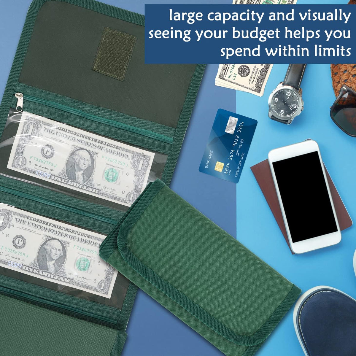 Money Organizer,Money Holder with Zipper Cash Envelopes | Money Bag Cash Organizer Cash Bag Budget Binder Money Saving Binder for Budgeting,Receipt and Tips,Holiday Shopping,Gifts