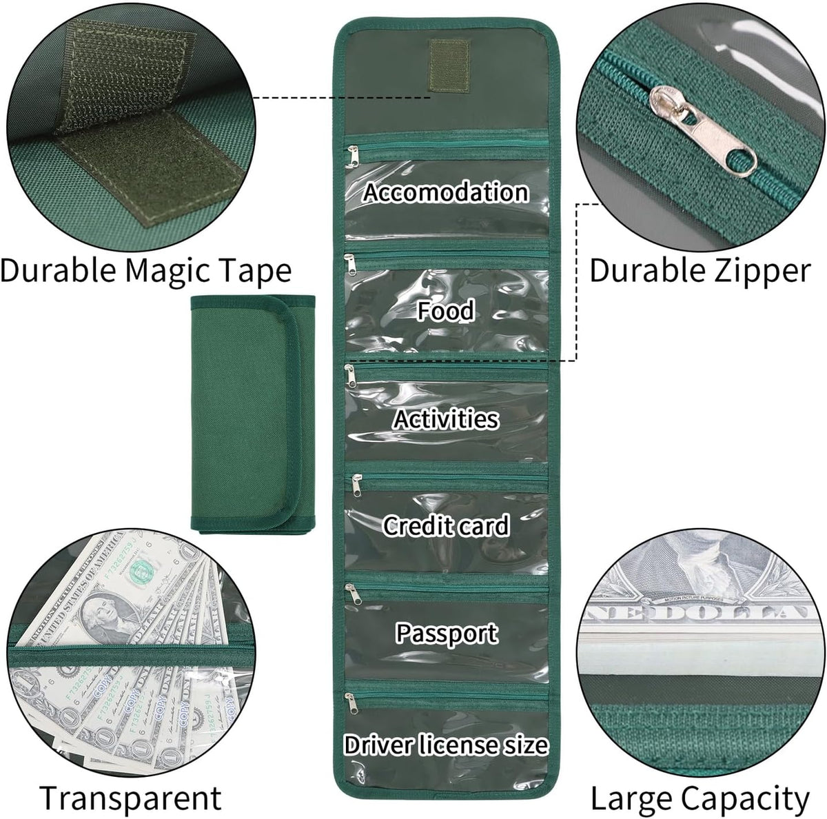 Money Organizer,Money Holder with Zipper Cash Envelopes | Money Bag Cash Organizer Cash Bag Budget Binder Money Saving Binder for Budgeting,Receipt and Tips,Holiday Shopping,Gifts
