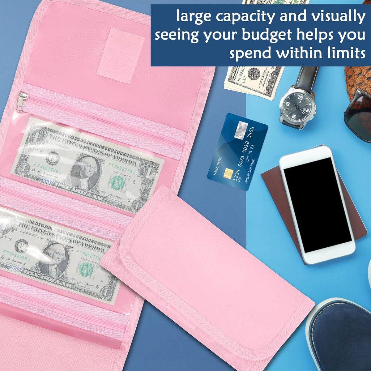 Money Organizer,Money Holder with Zipper Cash Envelopes | Money Bag Cash Organizer Cash Bag Budget Binder Money Saving Binder for Budgeting,Receipt and Tips,Holiday Shopping,Gifts