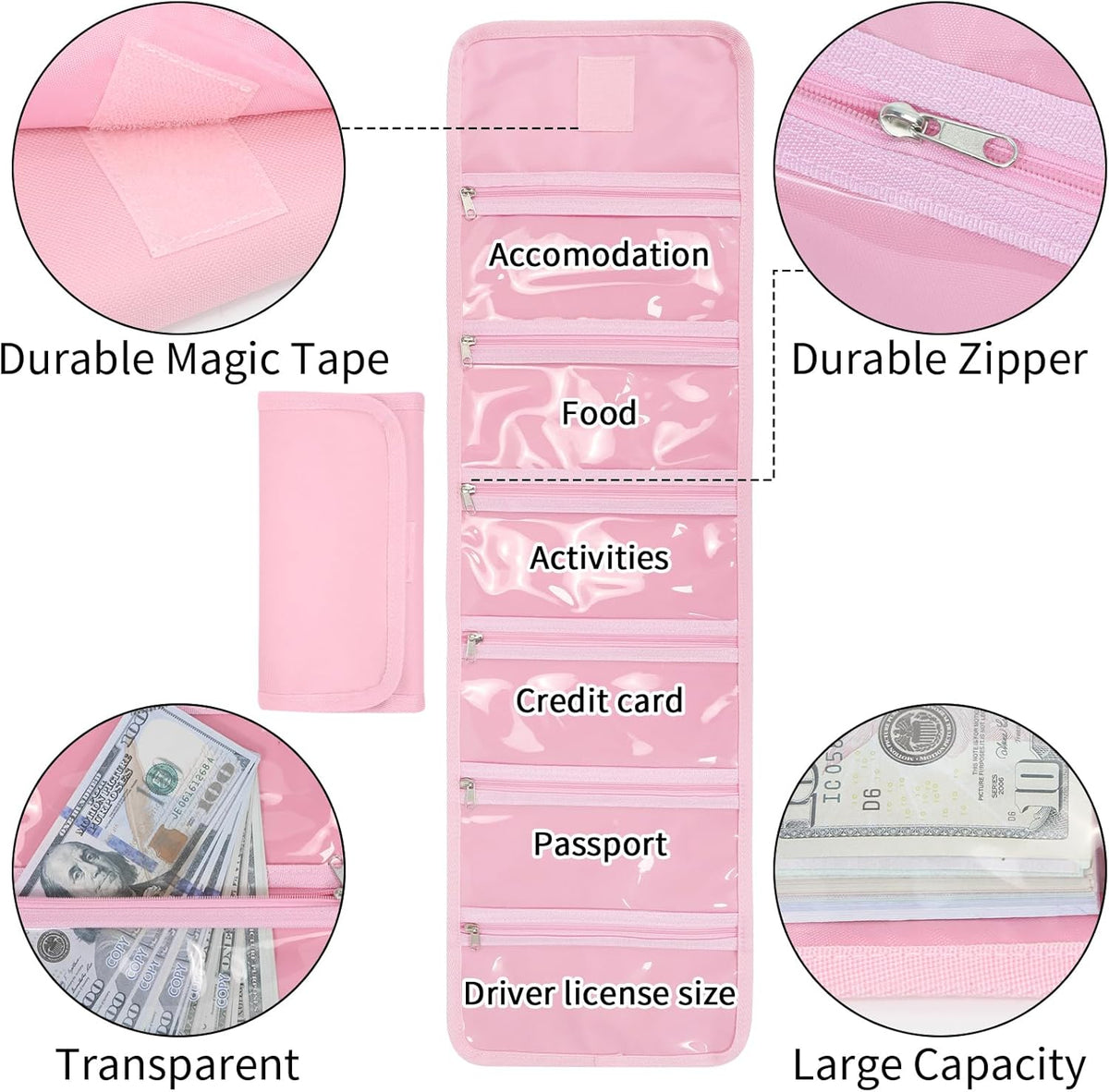 Money Organizer,Money Holder with Zipper Cash Envelopes | Money Bag Cash Organizer Cash Bag Budget Binder Money Saving Binder for Budgeting,Receipt and Tips,Holiday Shopping,Gifts