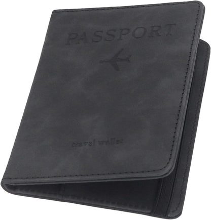 Passport Cover-Passport Holder Travel Wallet-RFID Blocking Passport Case Travel Accessories Card Holder Wallet Unisex Travel Gifts (Black)