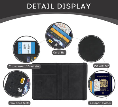 Passport Cover-Passport Holder Travel Wallet-RFID Blocking Passport Case Travel Accessories Card Holder Wallet Unisex Travel Gifts (Black)
