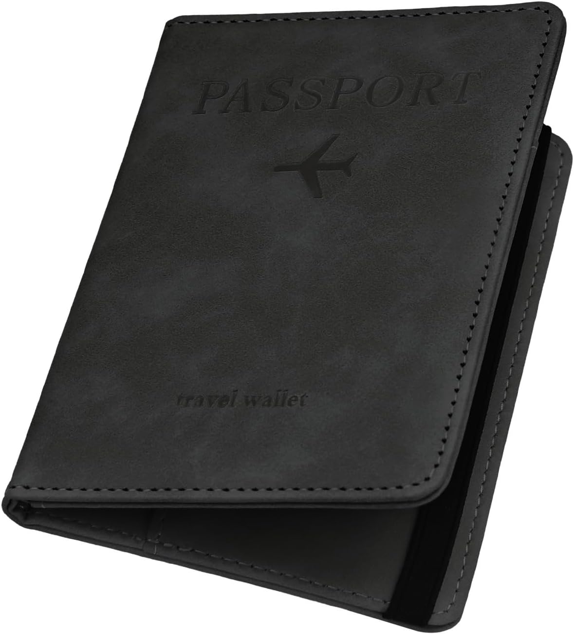 Passport Cover-Passport Holder Travel Wallet-RFID Blocking Passport Case Travel Accessories Card Holder Wallet Unisex Travel Gifts (Black)