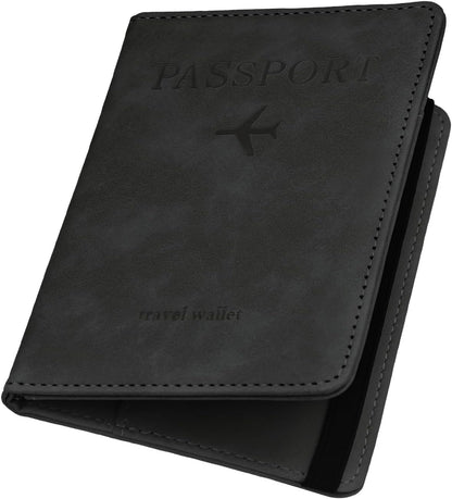 Passport Cover-Passport Holder Travel Wallet-RFID Blocking Passport Case Travel Accessories Card Holder Wallet Unisex Travel Gifts (Black)