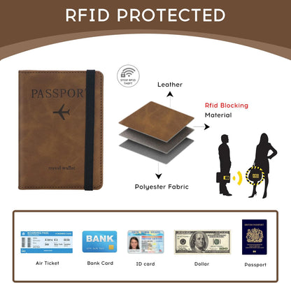 Passport Cover-Passport Holder Travel Wallet-RFID Blocking Passport Case Travel Accessories Card Holder Wallet Unisex Travel Gifts (Black)