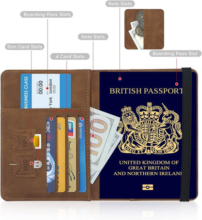 Passport Cover-Passport Holder Travel Wallet-RFID Blocking Passport Case Travel Accessories Card Holder Wallet Unisex Travel Gifts (Black)