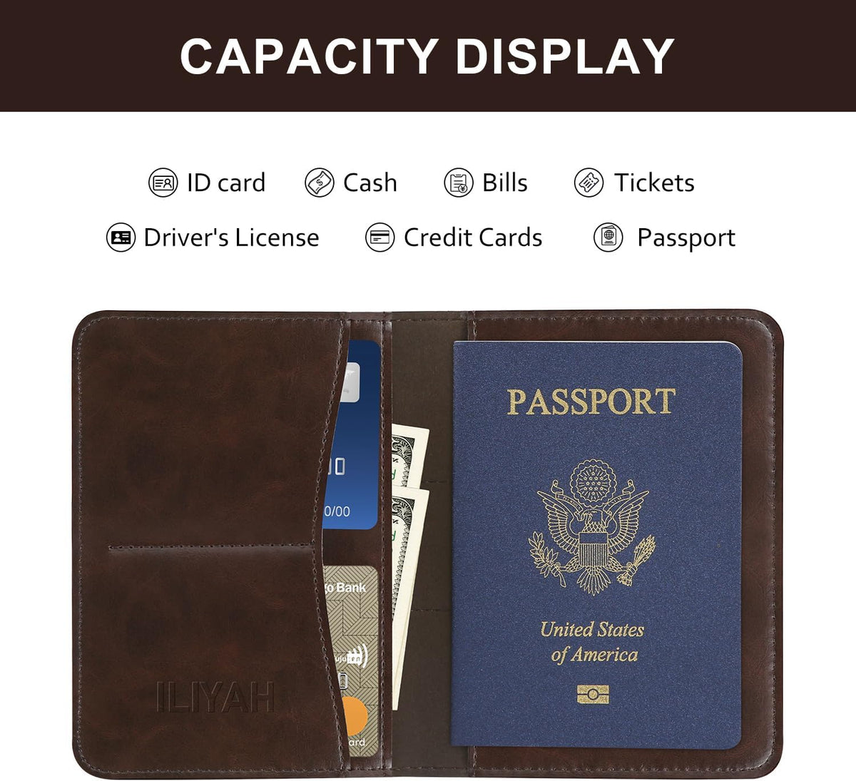 Passport Cover-Passport Holder Travel Wallet-RFID Blocking Passport Case Travel Accessories Card Holder Wallet Unisex Travel Gifts (Black)
