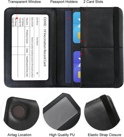 Passport Cover-Passport Holder Travel Wallet-RFID Blocking Passport Case Travel Accessories Card Holder Wallet Unisex Travel Gifts (Black)