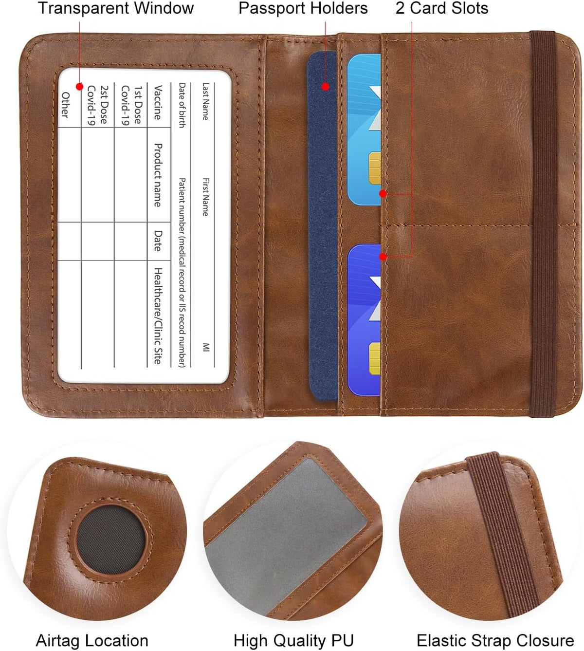 Passport Cover-Passport Holder Travel Wallet-RFID Blocking Passport Case Travel Accessories Card Holder Wallet Unisex Travel Gifts (Black)