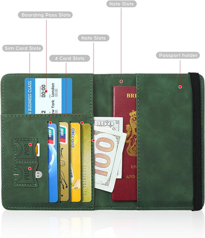 Passport Cover-Passport Holder Travel Wallet-RFID Blocking Passport Case Travel Accessories Card Holder Wallet Unisex Travel Gifts (Black)