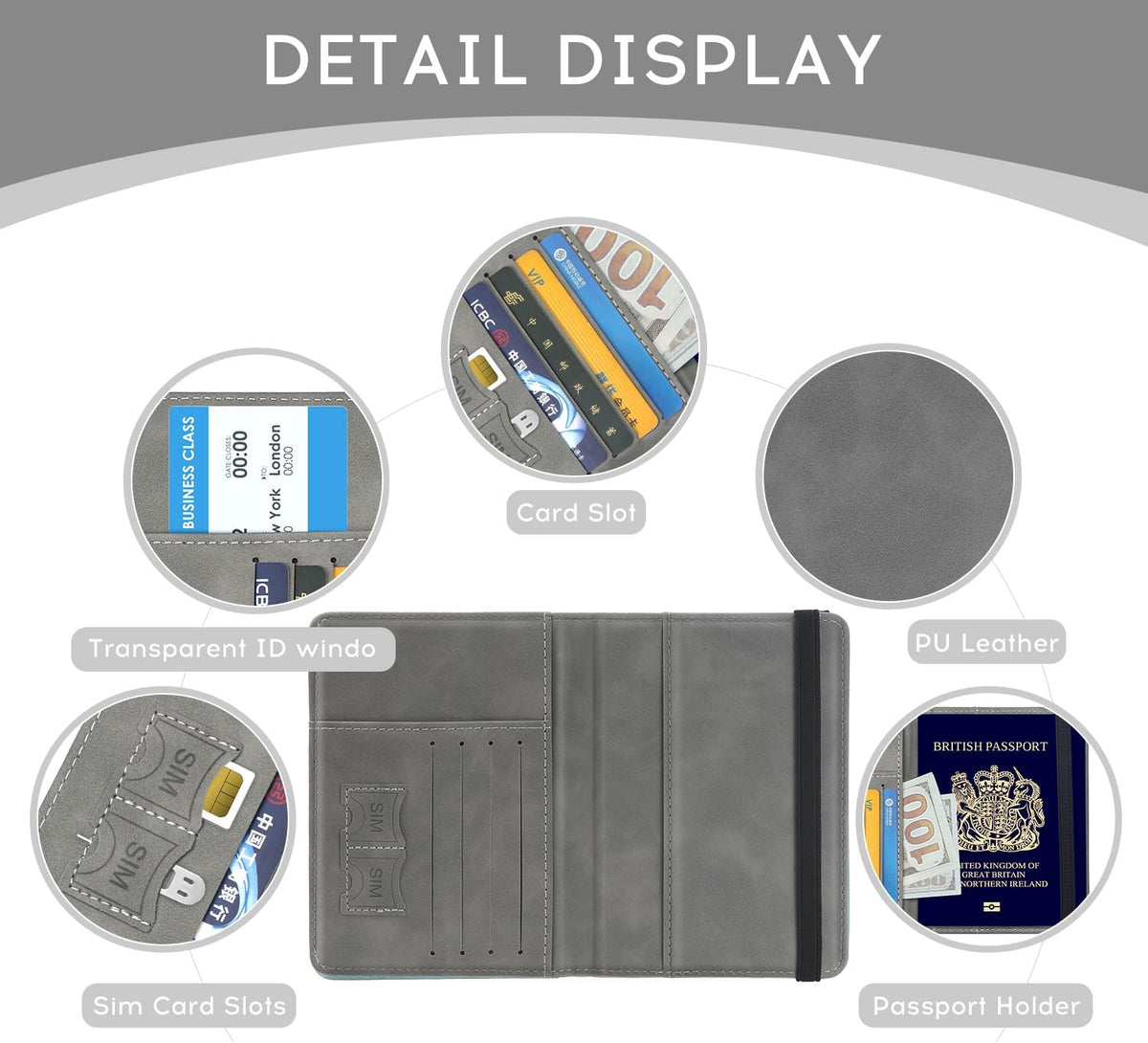 Passport Cover-Passport Holder Travel Wallet-RFID Blocking Passport Case Travel Accessories Card Holder Wallet Unisex Travel Gifts (Black)