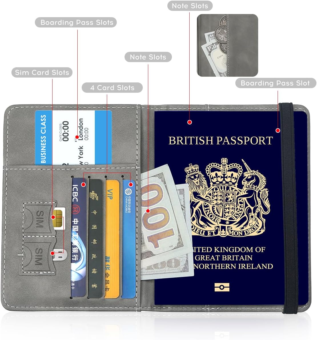 Passport Cover-Passport Holder Travel Wallet-RFID Blocking Passport Case Travel Accessories Card Holder Wallet Unisex Travel Gifts (Black)