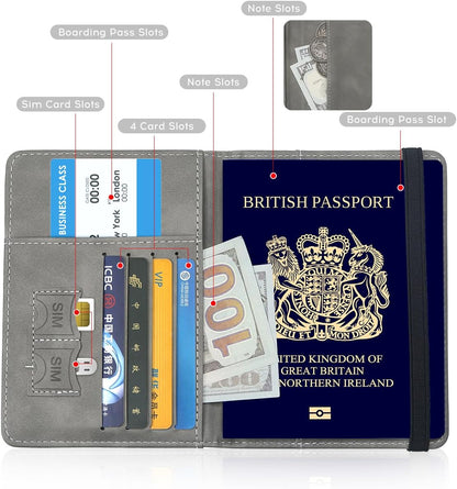 Passport Cover-Passport Holder Travel Wallet-RFID Blocking Passport Case Travel Accessories Card Holder Wallet Unisex Travel Gifts (Black)