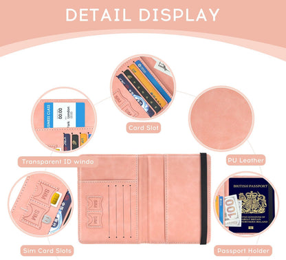 Passport Cover-Passport Holder Travel Wallet-RFID Blocking Passport Case Travel Accessories Card Holder Wallet Unisex Travel Gifts (Black)